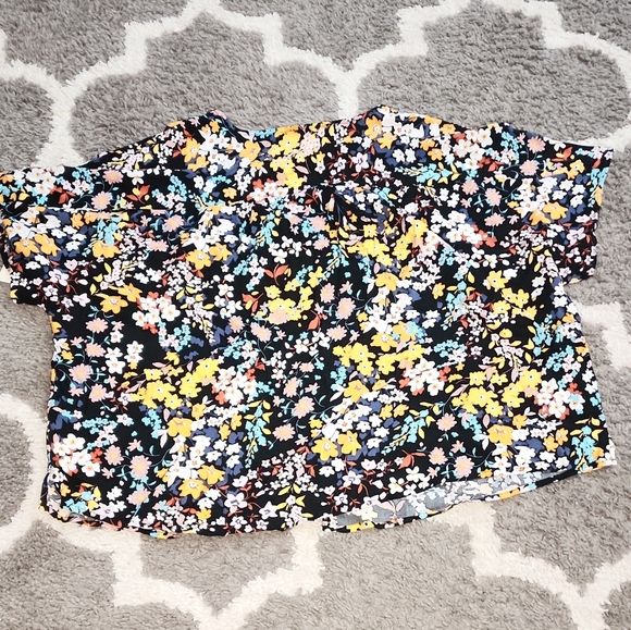 Terra & Sky Women's Plus Size Button Front Short Sleeve Shirt - Picture 3 of 6